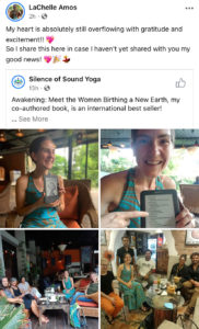 LaChelle Amos Facebook post showing her reading of book on kindle